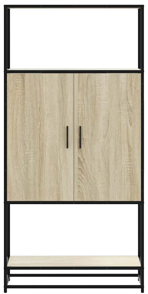 Highboard Δρυς sonoma 68x35x139 cm Επεξεργασμένο ξύλο μέταλλο - Καφέ