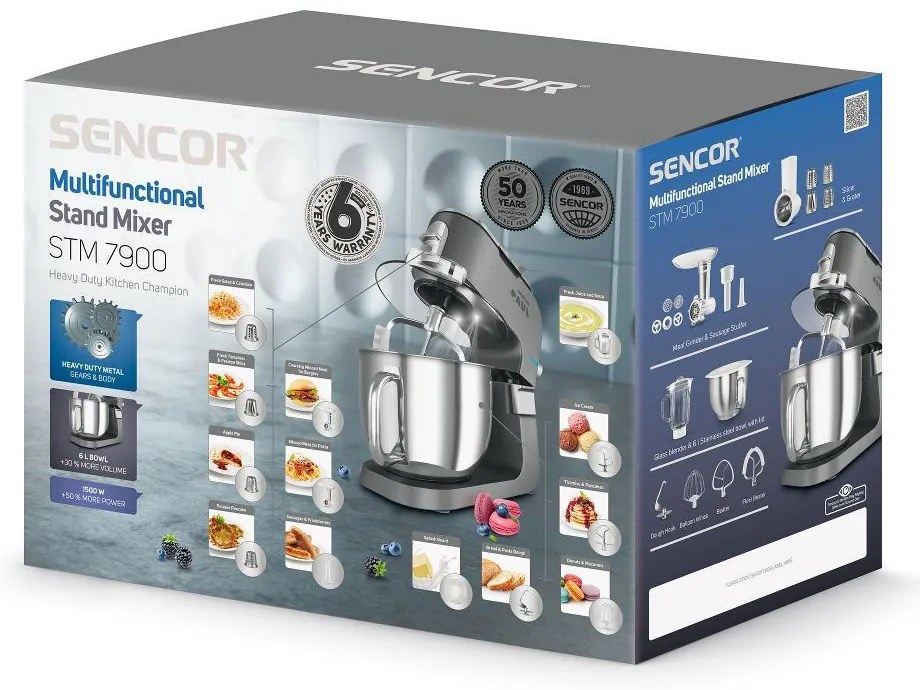 Κουζινομηχανή 6 Ταχυτήτων 6 in 1 6lt 1500W Sencor STM 7900 PAUL 1 Γκρι