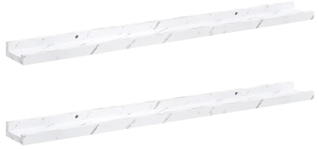 vidaXL Ράφι Τοίχου με ράφι Επιτοίχιο 2 pcs Λευκό Μάρμαρο 80 x 9 x 3 cm