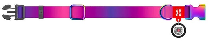 Waudog gradient nylon dog collar with QR code, purple , size XL