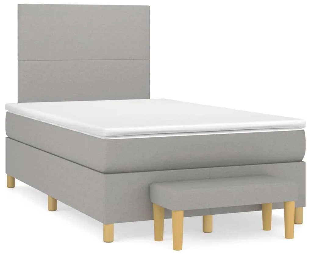 vidaXL Κρεβάτι Boxspring με Στρώμα Ανοιχτό Γκρι 120x200 εκ. Υφασμάτινο