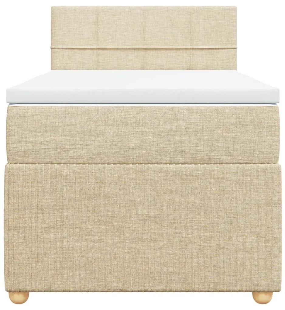 vidaXL Κρεβάτι Boxspring με Στρώμα Κρεμ 80 x 200 εκ. Υφασμάτινο