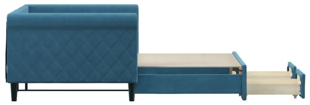 vidaXL Καναπές Κρεβάτι Συρόμενος Μπλε 90x200 εκ. Βελούδινος &amp; Συρτάρια