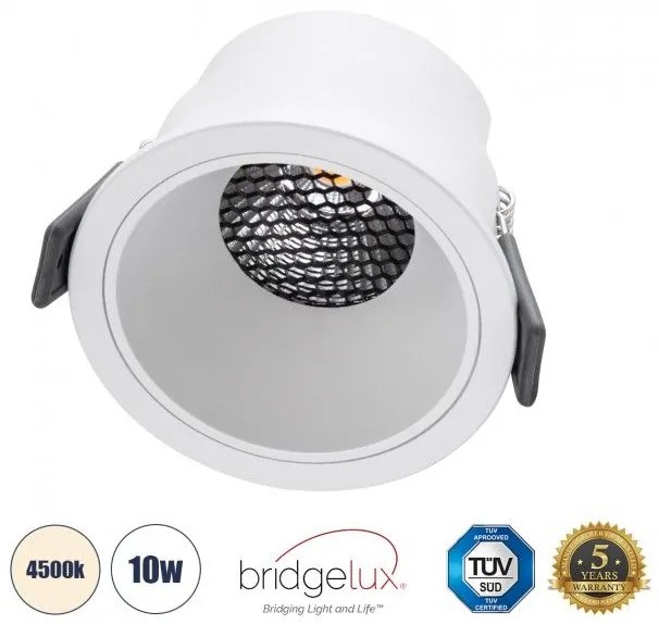 Χωνευτό Σποτ Downlight LED TrimLess 10W Λευκό-Φυσικό 4500K PLUTO-M 60254 Globostar 60254 Λευκό