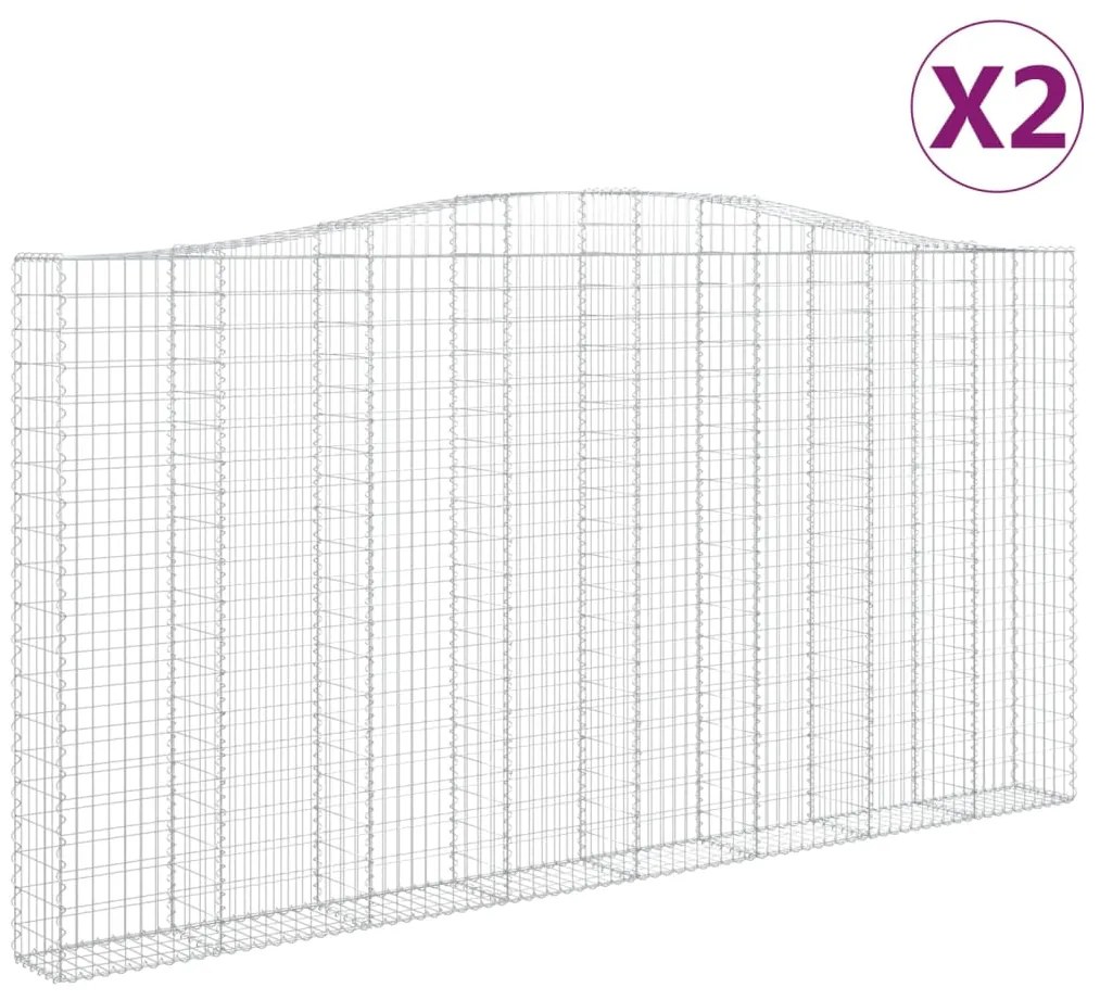 vidaXL Συρματοκιβώτια Τοξωτά 2 τεμ. 400x30x200/220 εκ. Γαλβαν. Ατσάλι