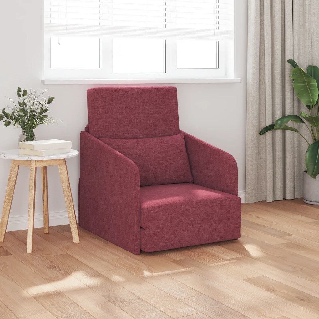 vidaXL Καναπές Κρεβάτι 2 σε 1 Μπορντό 65x80x83 εκ. Υφασμάτινος
