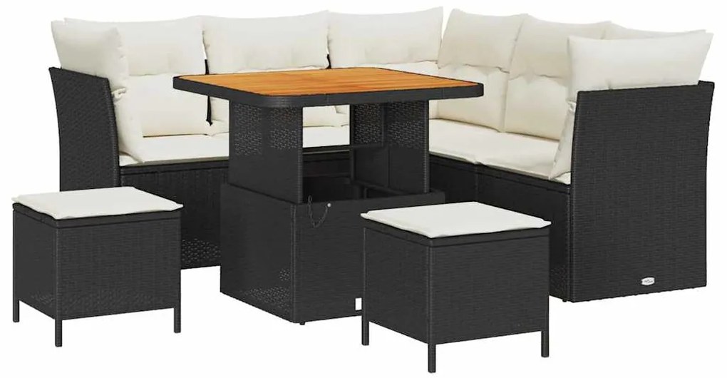 vidaXL Σετ Καναπέ Κήπου 8 pcs Μαύρο και κρεμ 80 x 80 x 71 cm