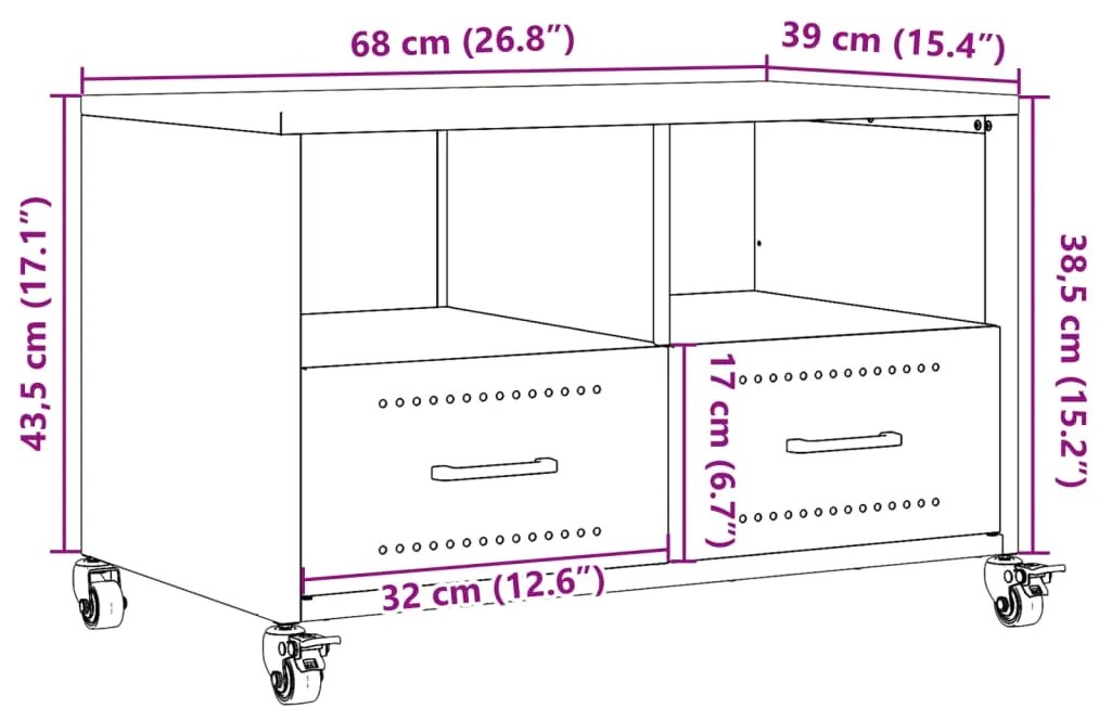 Έπιπλο Τηλεόρασης Μαύρο 68x39x43,5 εκ. Χάλυβας - Ανθρακί