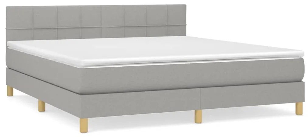 Κρεβάτι Boxspring με Στρώμα Ανοιχτό Γκρι 180x200 εκ. Υφασμάτινο - Γκρι