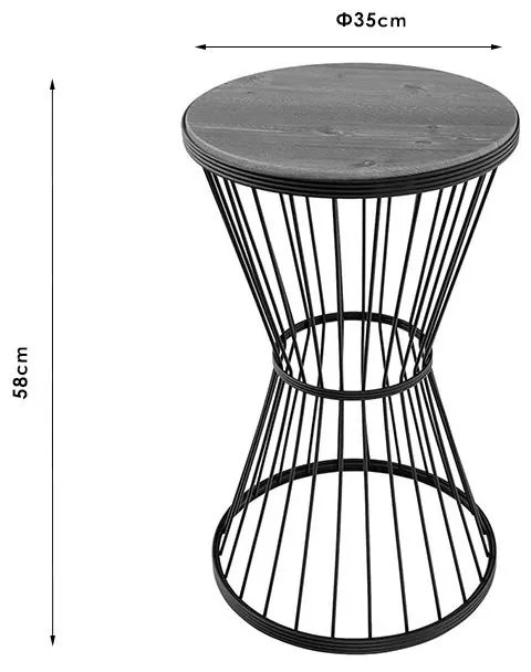 Βοηθητικό τραπέζι Yava καρυδί-μαύρο Φ35x58εκ 35x35x58 εκ.