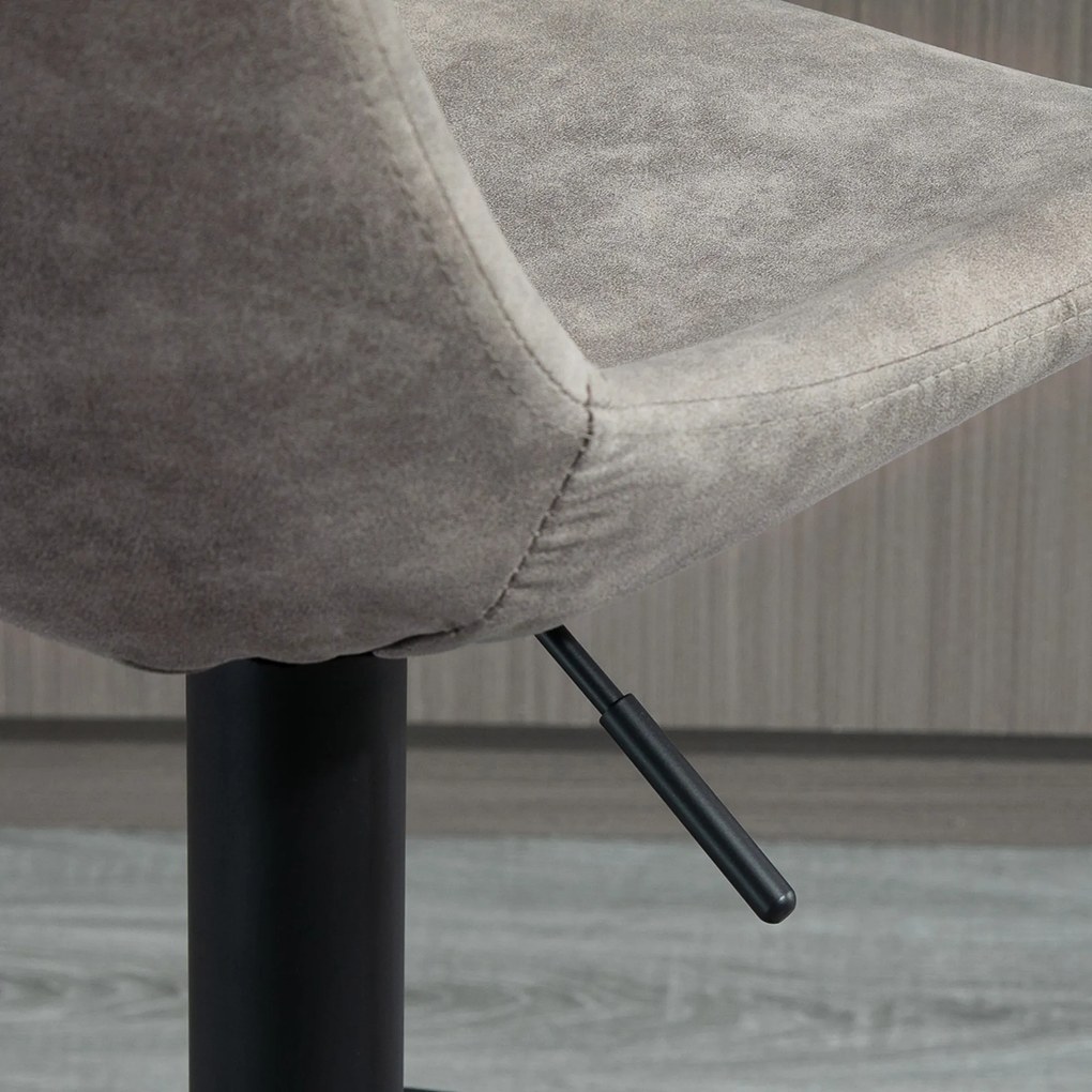 HOMCOM Σετ 2 σκαμπό μπαρ σε ρετρό σχεδιασμό, με υποπόδιο, ρυθμιζόμενο ύψος, ανυψωτικό αερίου, Γκρι + Μαύρο