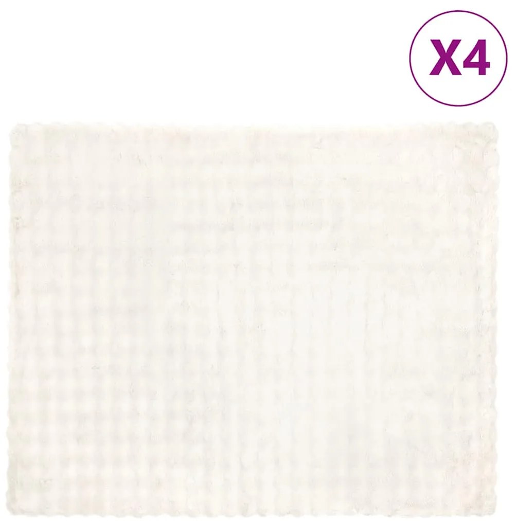 vidaXL Ψεύτικη κουβέρτα από κουνέλι 4 pcs Λευκό 130 x 150 cm