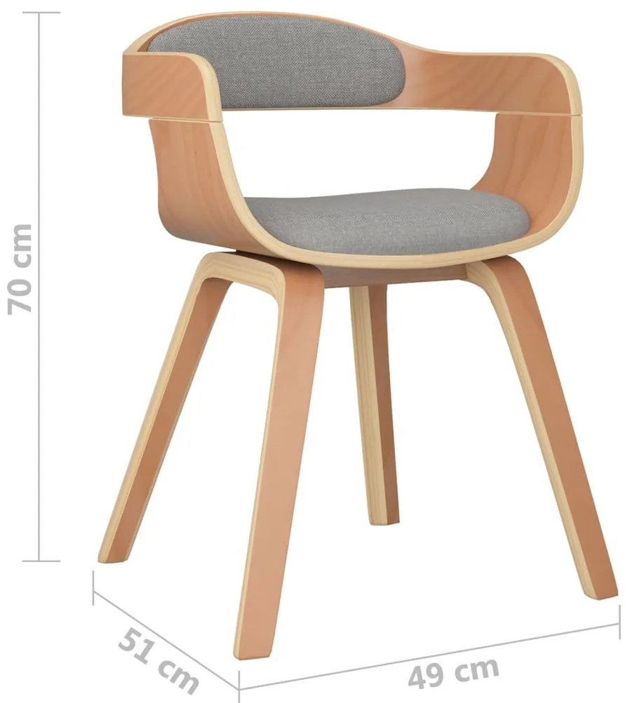 vidaXL Καρέκλες Τραπεζαρίας 6 τεμ. Taupe από Λυγισμένο Ξύλο και Ύφασμα