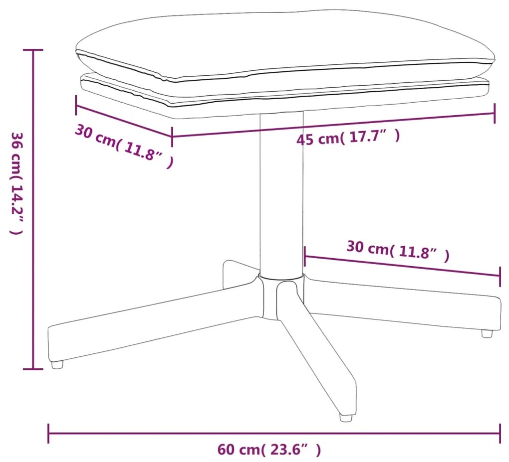 vidaXL Υποπόδιο Γκρι Ανθρακί 60x60x36 εκ. από Συνθετικό Δέρμα