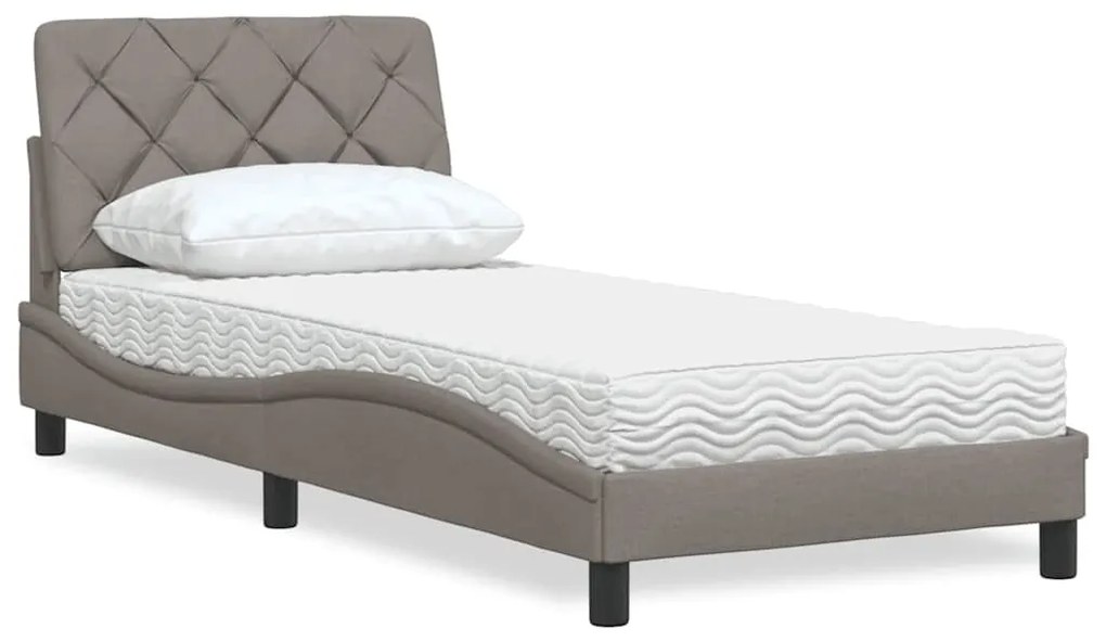 Κρεβάτι με Στρώμα Taupe 90x200 εκ. Υφασμάτινο
