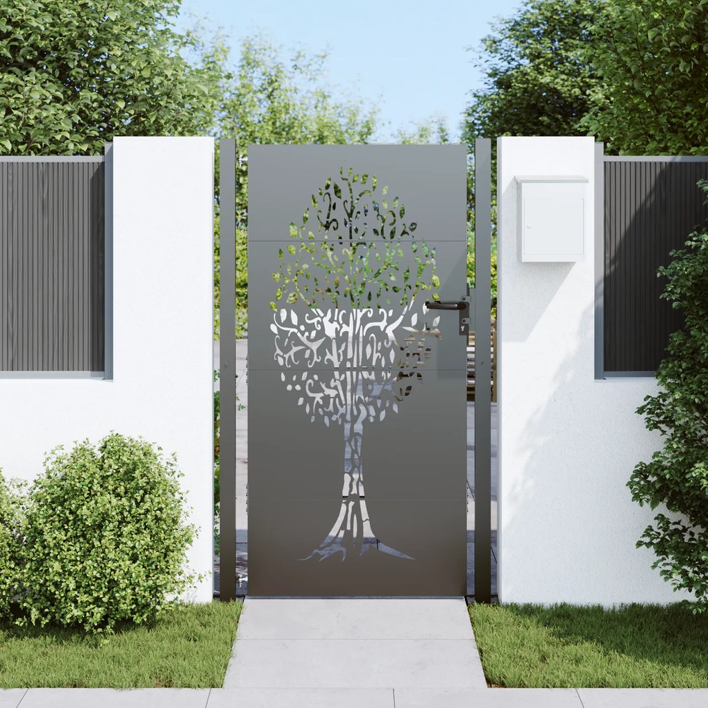 vidaXL Πύλη Κήπου, Πύλη Κήπου 105x75 εκ. Χάλυβας Corten με Σχέδιο Δέντρου