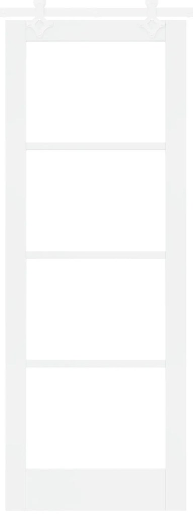 vidaXL Συρόμενη Πόρτα με Σετ Εξαρτημάτων Λευκή 78x211 εκ. Συμπαγές Ξύλο Πεύκου