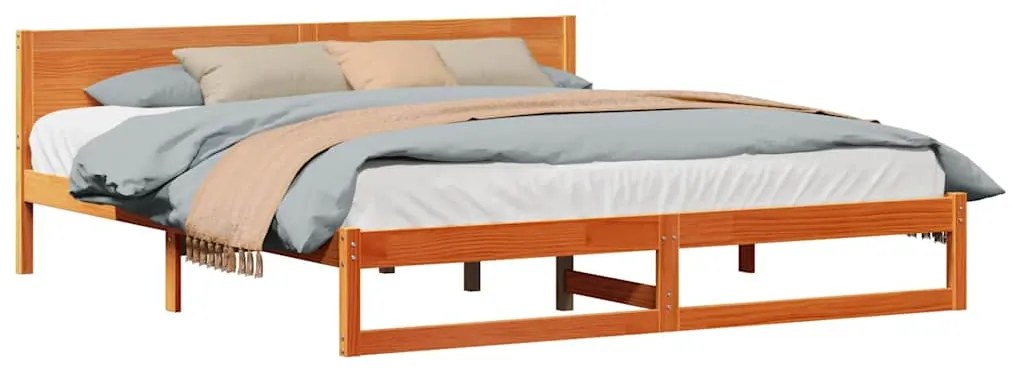 vidaXL Σκελετός Κρεβατιού Καφέ 180 x 200 cm Μασίφ ξύλο πεύκου