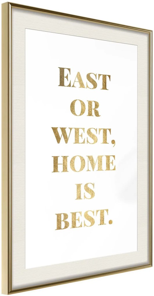 Αφίσα - Home Is Best (Gold) - 20x30 - Χρυσό - Με πασπαρτού