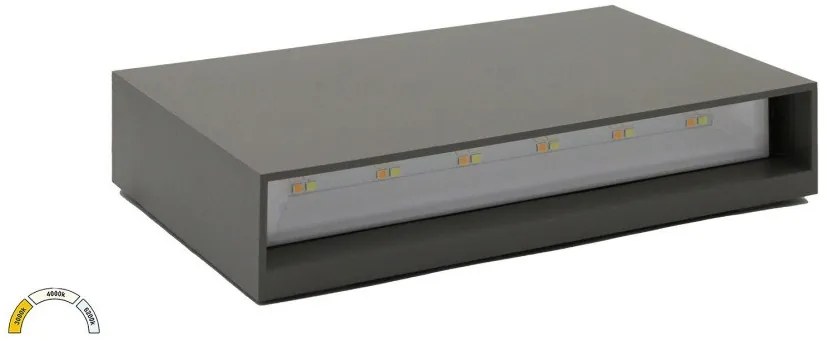 Απλίκα Φωτιστικό Τοίχου LED 12W Up-Down ΙΡ65 3CCT Lumen-9-91268-Γκρι 9-91268
