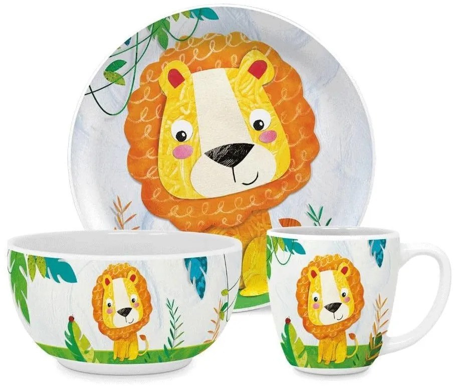 Σερβίτσιο Φαγητού Παιδικό Happy Lion (Σετ 3Τμχ) 604798 Multi Paperproducts Design 3 τμχ Bone China