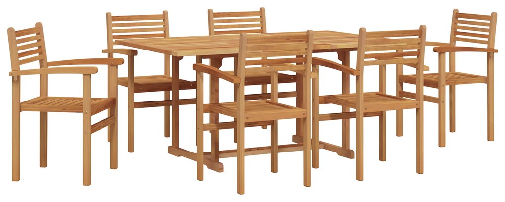 vidaXL Σέτ φαγητού για κήπο 7 pcs Καστανό Μασίφ ξύλο teak