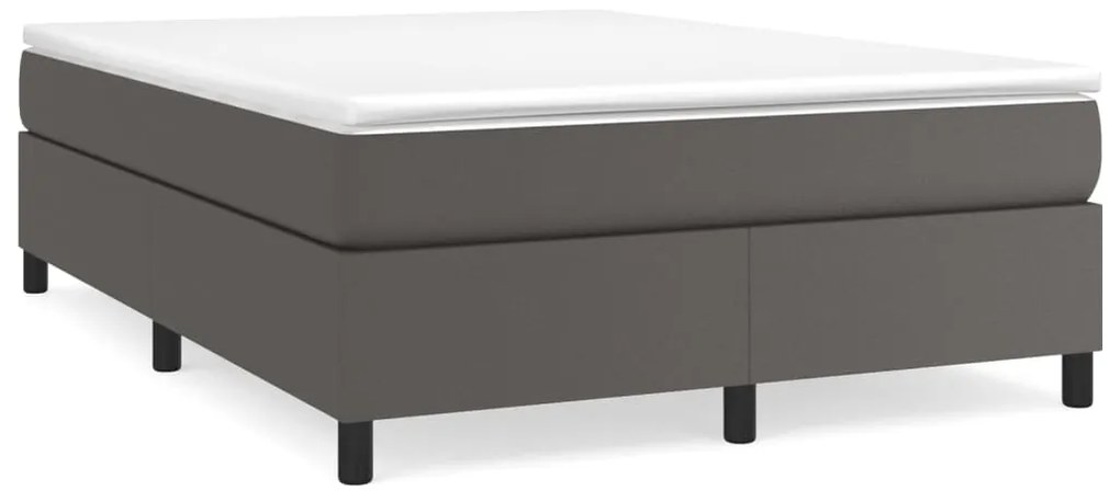 vidaXL Κρεβάτι Boxspring με Στρώμα Γκρι 180x200 εκ. Συνθετικό Δέρμα