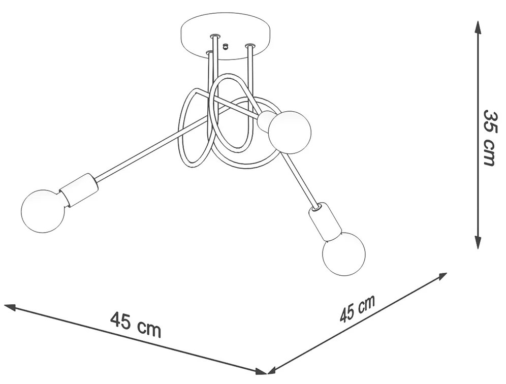 Sollux Φωτιστικό οροφής LOOP 3 λευκό,ατσάλι,Ε27 3xmax 15W LED