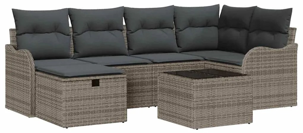 vidaXL Σετ Καναπέ Κήπου 7 pcs Γκρι 232.5 x 122.5 x 85 εκ Πολυ ράταν