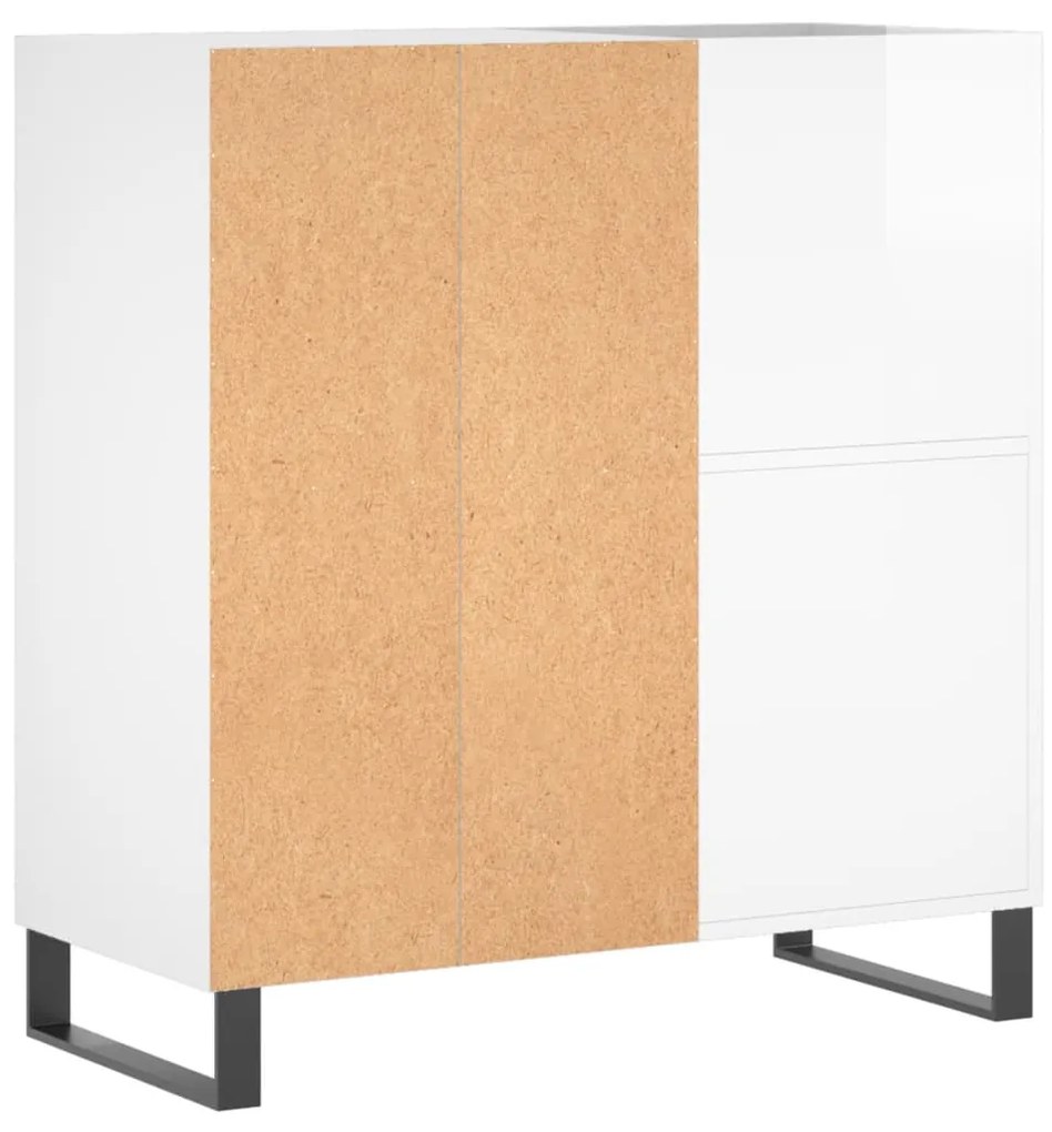 vidaXL Δισκοθήκη Γυαλιστερή Λευκή 84,5 x 38x 89 εκ. από Επεξεργ. Ξύλο