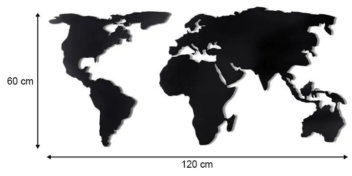 Διακοσμητικό τοίχου World Map Megapap μεταλλικό χρώμα μαύρο 120x60εκ. - GP052-0088