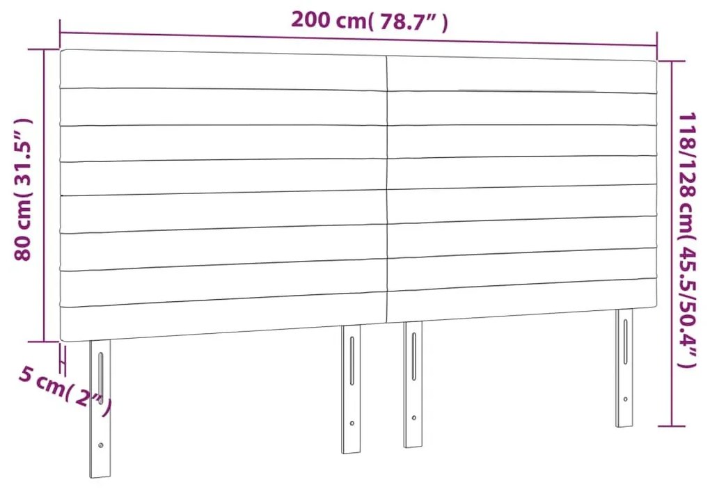 Κεφαλάρια Κρεβατιού 4 τεμ. Μαύρο 100x5x78/88 εκ. Βελούδινο - Μαύρο