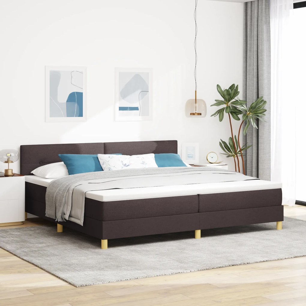 vidaXL Κρεβάτι Σκηνής με Στρώμα Σκούρο Καφέ 200x200 εκ. Υφάσματος