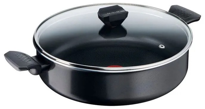Tefal B5677253 SHAL28LID B LENA SIMPLY CLEAN B, 28 cm, Αντικολλητική επίστρωση τιτανίου, Ένδειξη θερμοκρασίας με θερμοσήμα, Μαύρο