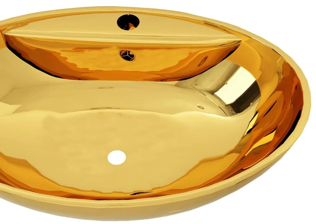 vidaXL Νιπτήρας με Οπή Υπερχείλισης Χρυσός 58,5x39x21 εκ. Κεραμικός