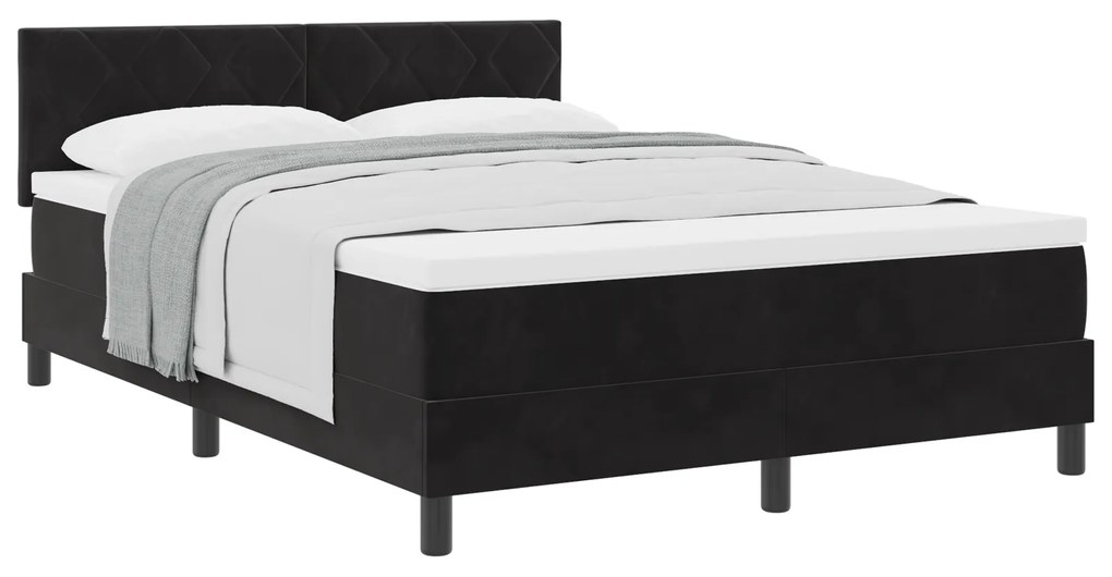 vidaXL Κρεβάτι Box Spring με Στρώμα Μαύρο 160x200 εκ Βελούδο