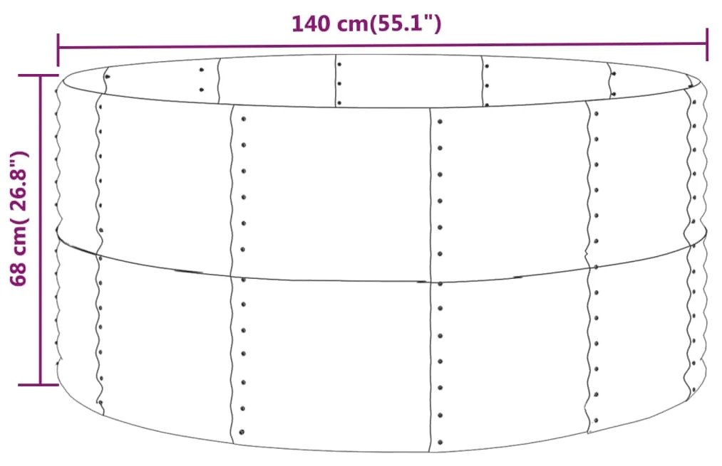 vidaXL Ζαρντινιέρα Πράσινη 140x140x68εκ Γαλβανισμένος χάλυβας