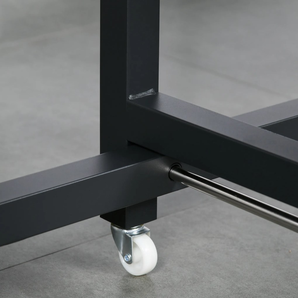 HOMCOM Πτυσσόμενο τραπέζι τραπεζαρίας, Βιομηχανικό τραπέζι, πτυσσόμενο, από μέταλλο και ξύλο, εξοικονόμηση χώρου, Καφέ