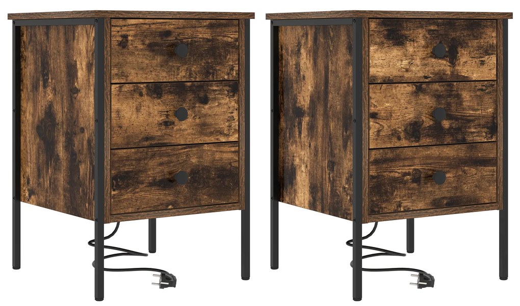vidaXL Κουτιά Κρεβατοκάμαρας 2 pcs Καπνιστή δρυς 42 x 41 x 61 εκ