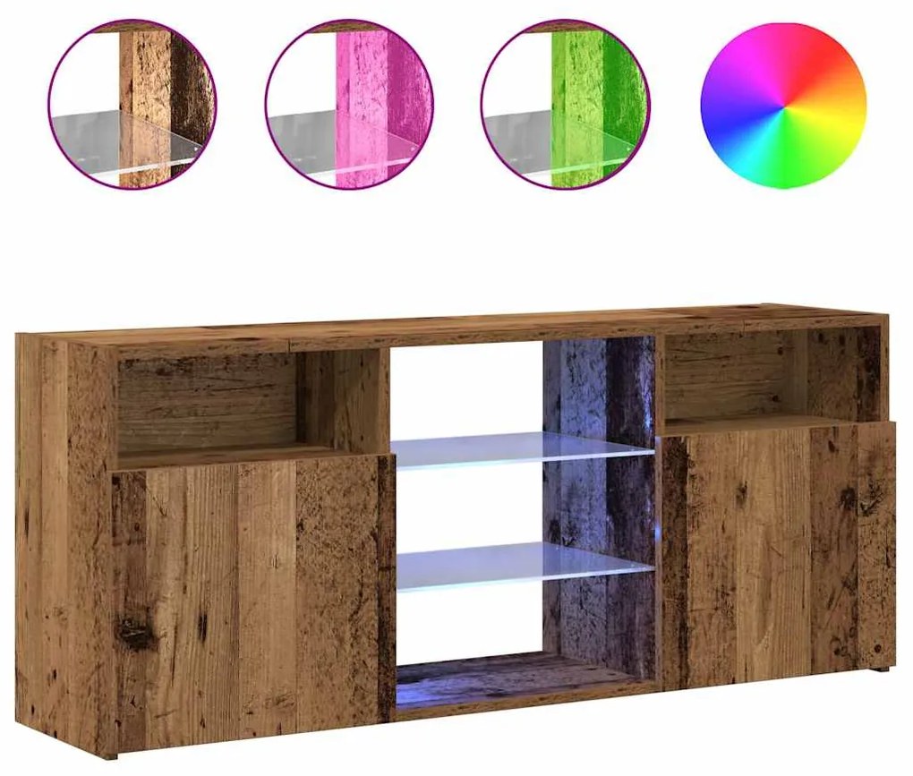 vidaXL Έπιπλο Τηλεόρασης LED Όψη Παλαιού Ξύλου 120x30x50 εκ.Επεξ. Ξύλο