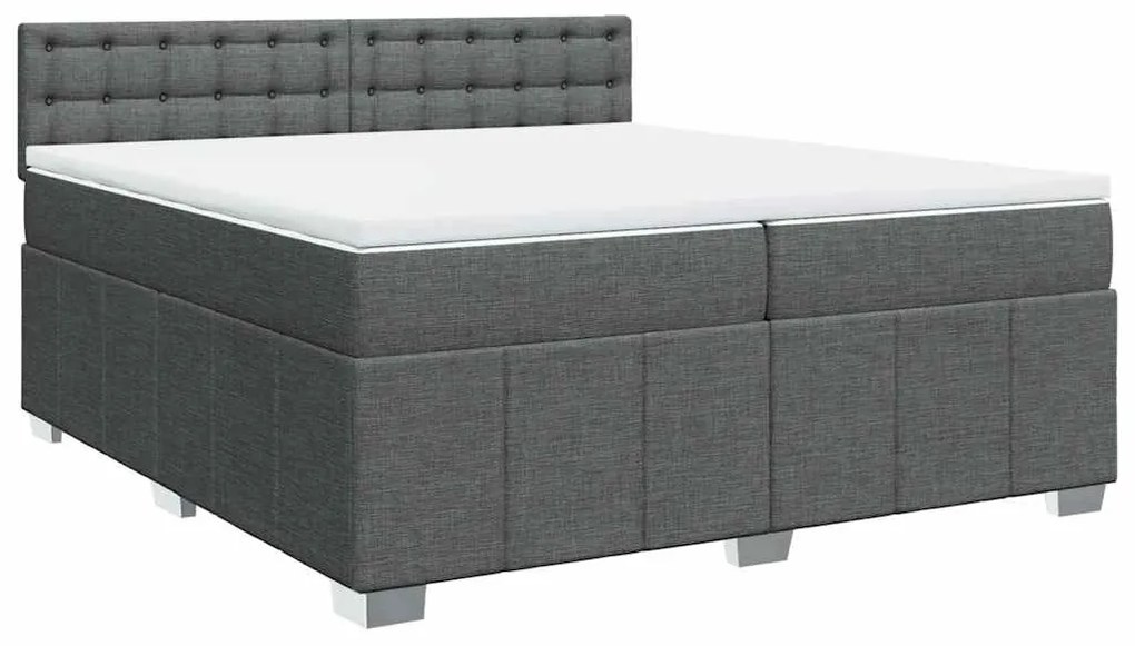 vidaXL Κρεβάτι Boxspring με Στρώμα Σκούρο Γκρι 200x200 εκ. Υφασμάτινο