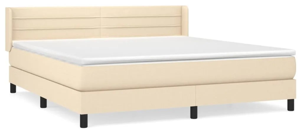 vidaXL Κρεβάτι Boxspring με Στρώμα Κρεμ 180x200 εκ. Υφασμάτινο