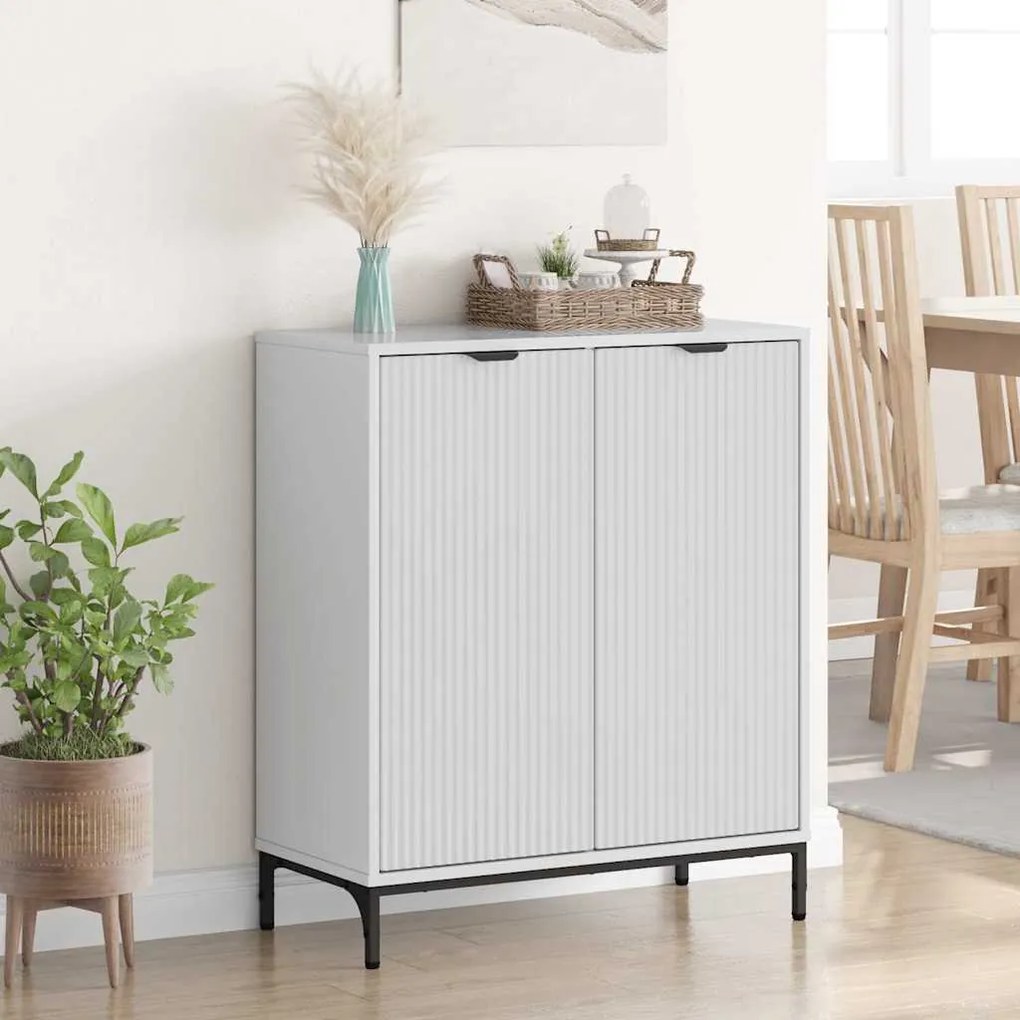 vidaXL Πλαϊνό γραφείο Γυαλιστερό λευκό 69.5 x 33 x 82 εκ.
