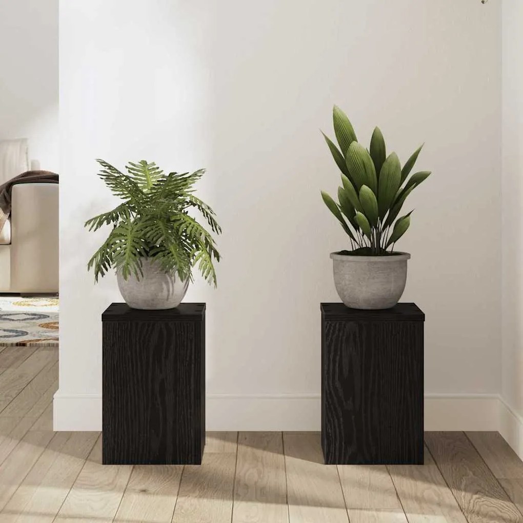 vidaXL Βάση φυτών 2 pcs Μαύρη δρυς 20 x 20 x 30 cm Επεξεργασμένο ξύλο
