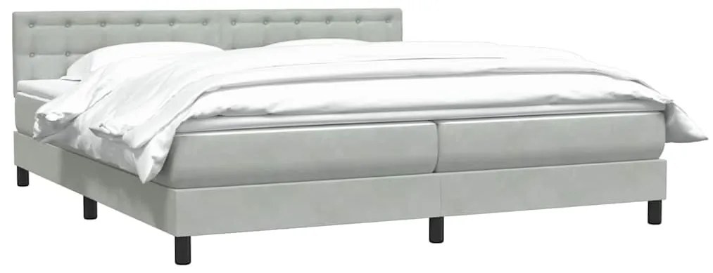 vidaXL Κρεβάτι Boxspring με Στρώμα Ανοιχτό Γκρι 180x210 εκ. Βελούδινο