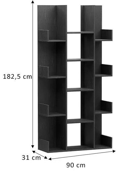 Βιβλιοθήκη Charles μελαμίνης ανθρακί 90x31x182.5εκ 90x31x182.5 εκ.