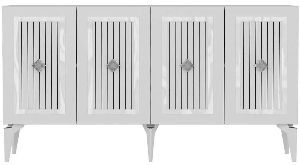 Μπουφές Nora 475OLV1757 150x40x79cm White-Silver Particle Board, Melamine