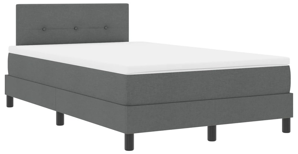 vidaXL Box Spring Bed με Στρώμα & LED Σκοτεινό Γκρι 120x200 εκ. Υφασμάτινο
