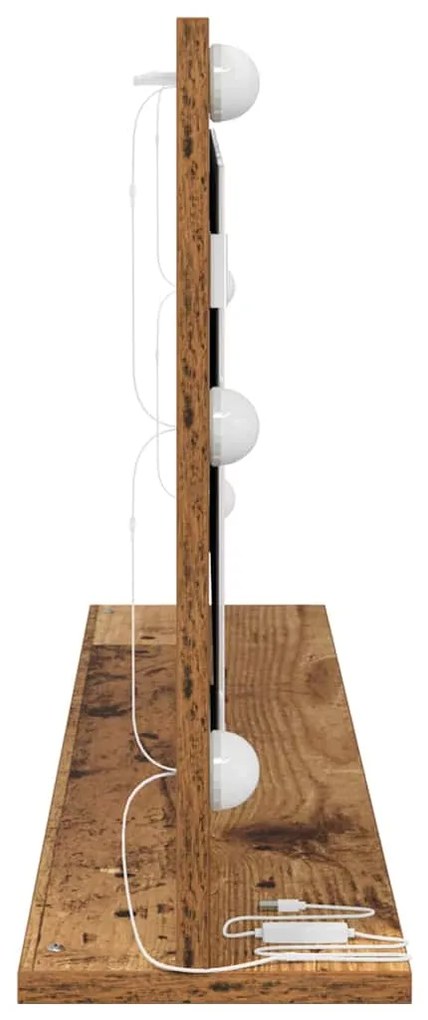 vidaXL Καθρέφτης τουαλέτας Ορθογώνιος Παλιό ξύλο 100 x 45 x 18 εκ.