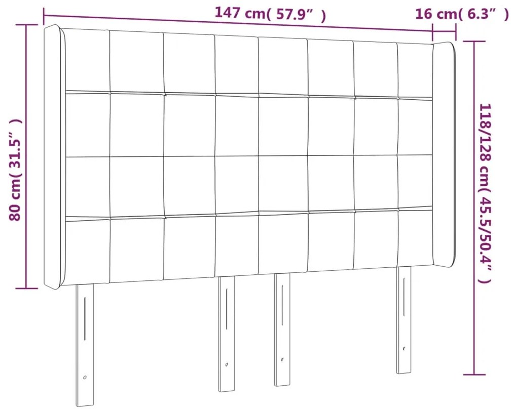 vidaXL Κεφαλάρι Κρεβατιού LED Ροζ 147x16x118/128 εκ. Βελούδινο